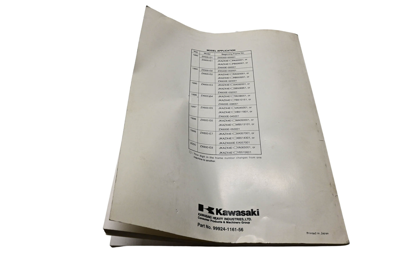 OEM Kawasaki 99924-1161-56 Ninja ZX-6 ZZ-R600 ZZ-R500 Motorcycle Service Manual