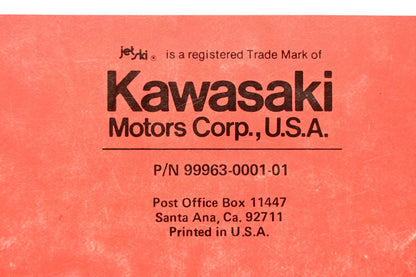 OEM Kawasaki 99963-0001-01 JS440 Jet Skit Watercraft Service Manual