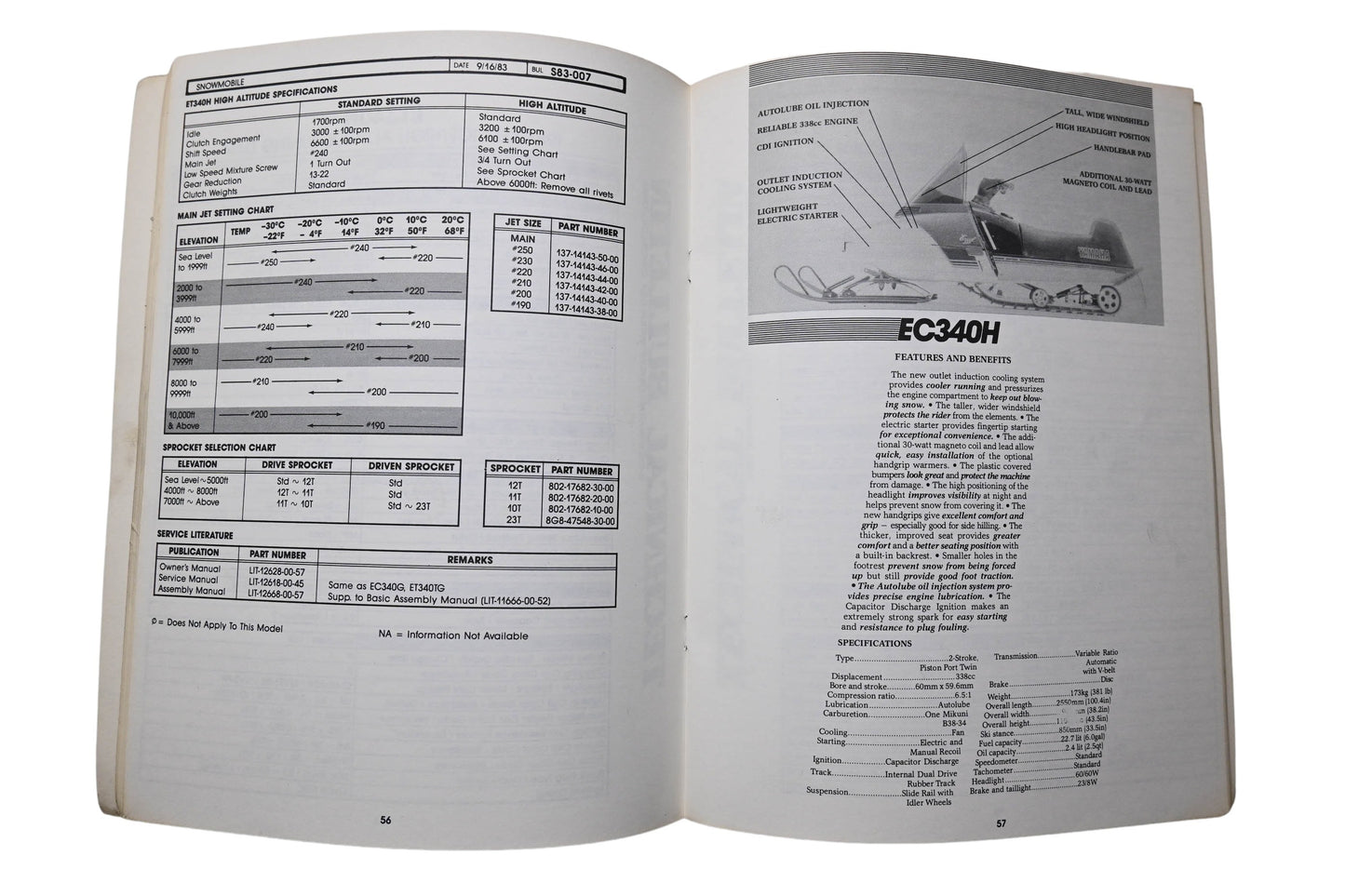OEM Yamaha LIT-12468-00-00 1984 Snowmobile Mechanic's Guide