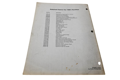 OEM Arctic Cat 0185-189 81 Panther Illustrated Parts Manual