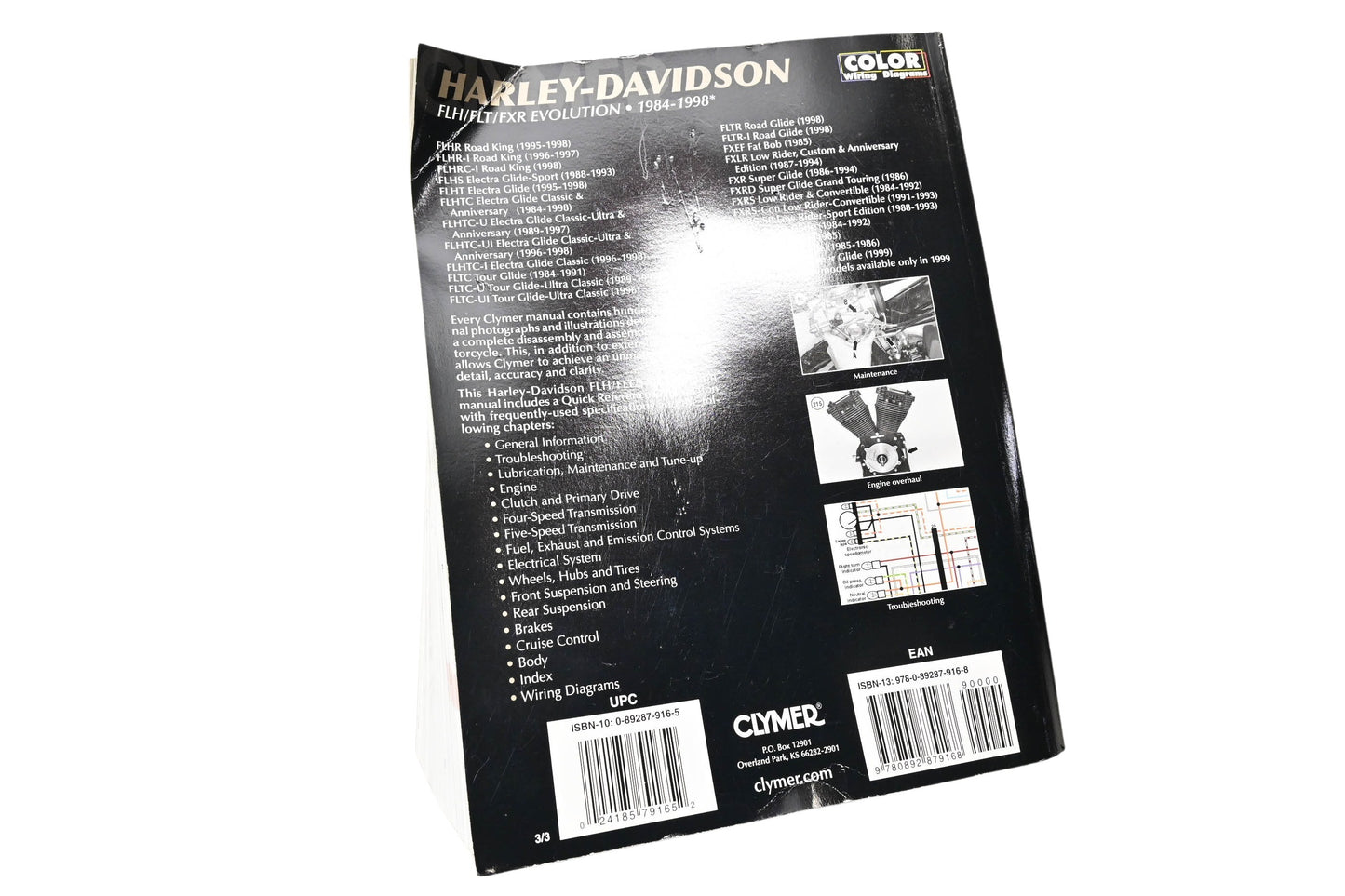 Clymer M422-3, 0-89287-916-5, 978-0-89287-916-8 Harley-Davidson FLH/FLT/FXR Evolution 1984-1998 Manual