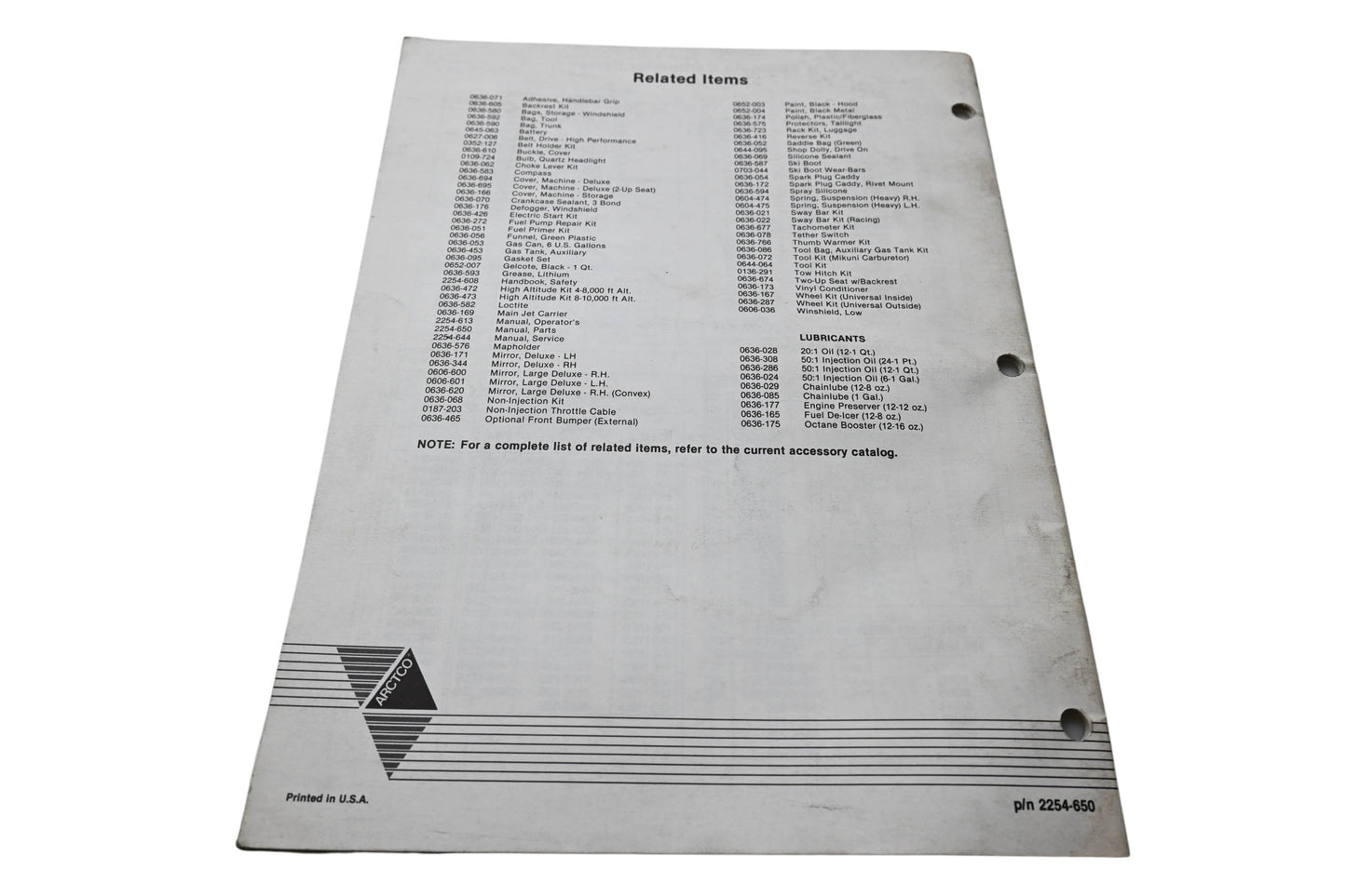 OEM Arctic Cat 2254-650 1991 Arctic Cat Jag AFS Illustrated Parts Manual