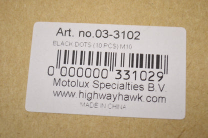 New Highway Hawk Black M10 Allen Head Dot Covers 10Pk