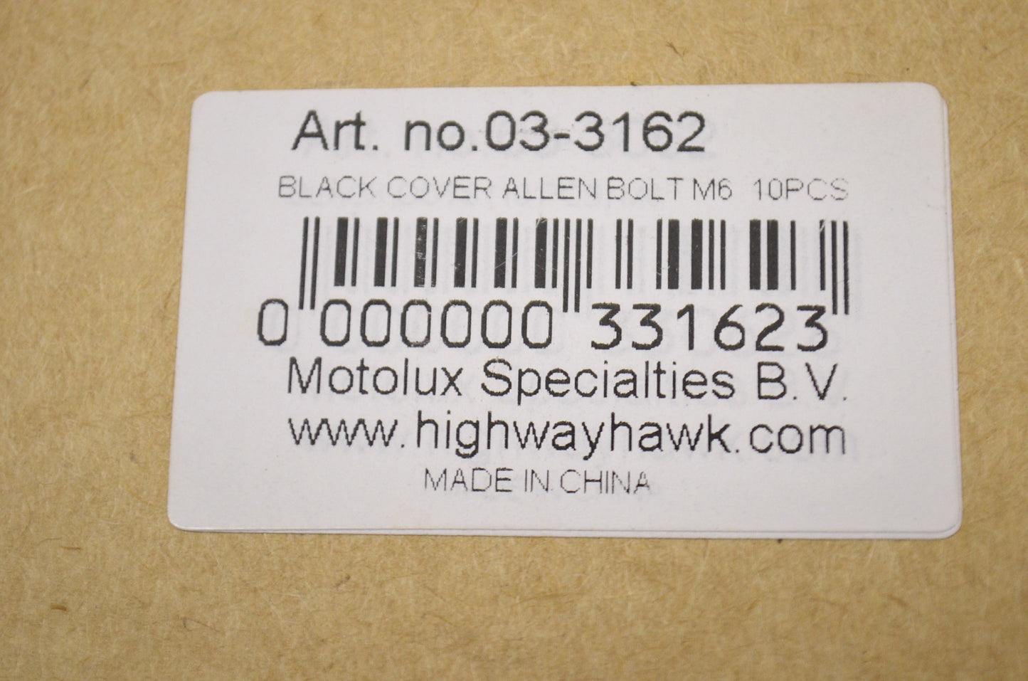 New Highway Hawk Black M6 Allen Head Bolt Covers 10Pk