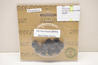 New Highway Hawk Black M5 Hex Head Covers 10Pk 8mm