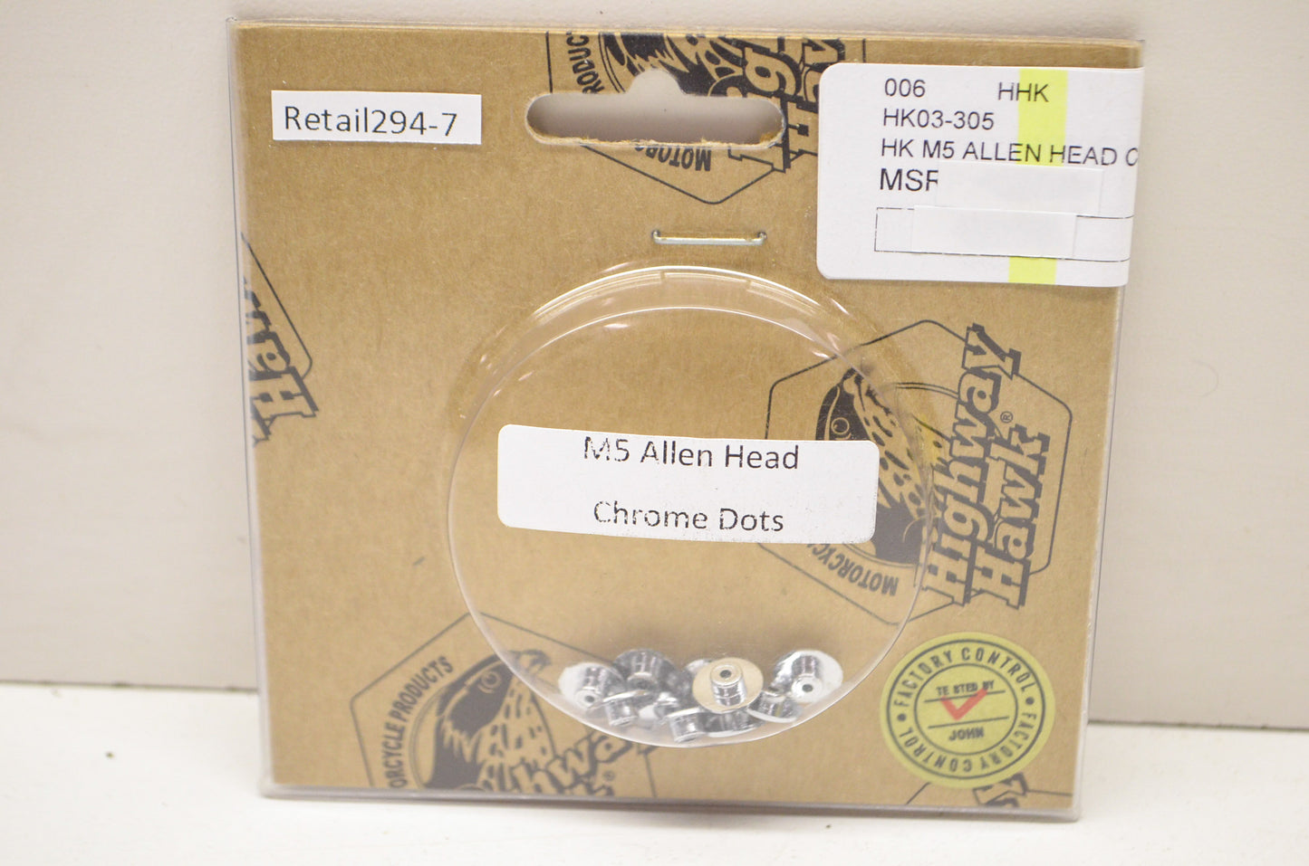 New Highway Hawk Chrome M5 Allen Head Dot Covers 10Pk