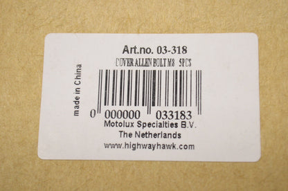 New Highway Hawk Chrome M8 Allen Head Bolt Covers 5Pk