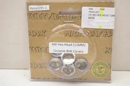 New Highway Hawk Chrome M8 Hex Head Bolt Covers 5Pk 12mm