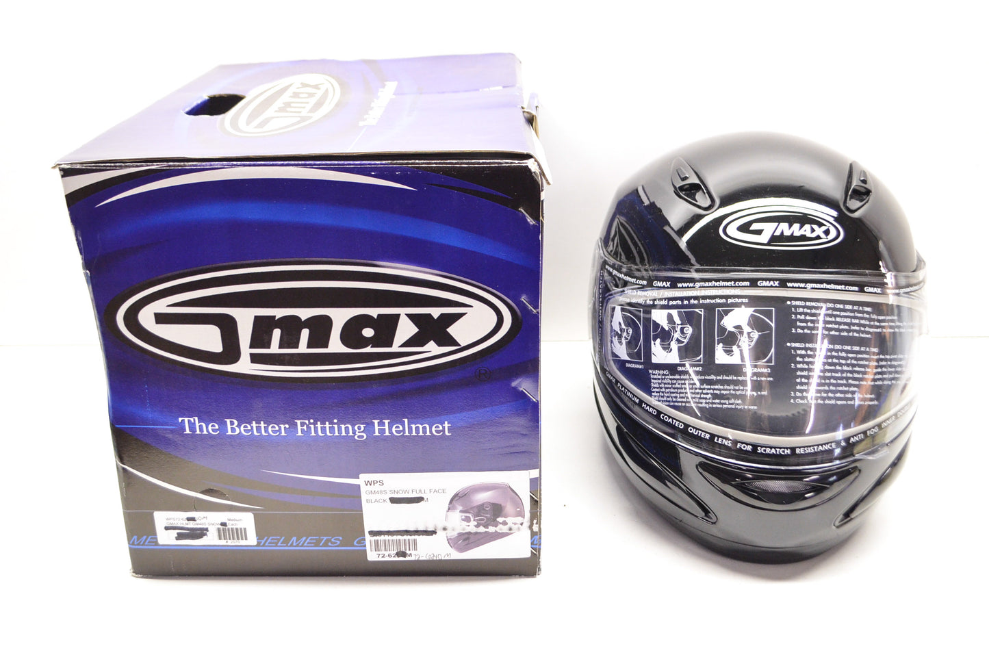 Gmax 248025, 72-6210M Black Full Face Snow Helmet Medium NOS