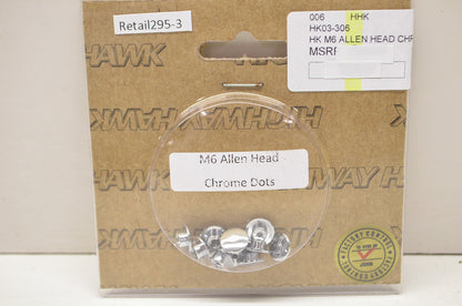 New Highway Hawk Chrome M6 Allen Head Bolt Covers 10Pk