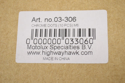 New Highway Hawk Chrome M6 Allen Head Bolt Covers 10Pk