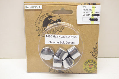 New Highway Hawk Chrome M10 Hex Head Bolt Covers 5Pk 14mm