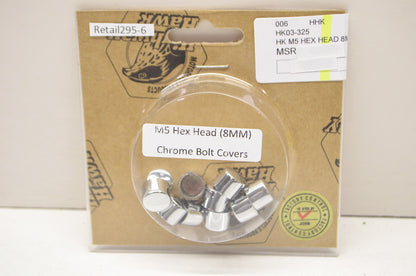New Highway Hawk Chrome M5 Hex Head Bolt Covers 10Pk 8mm