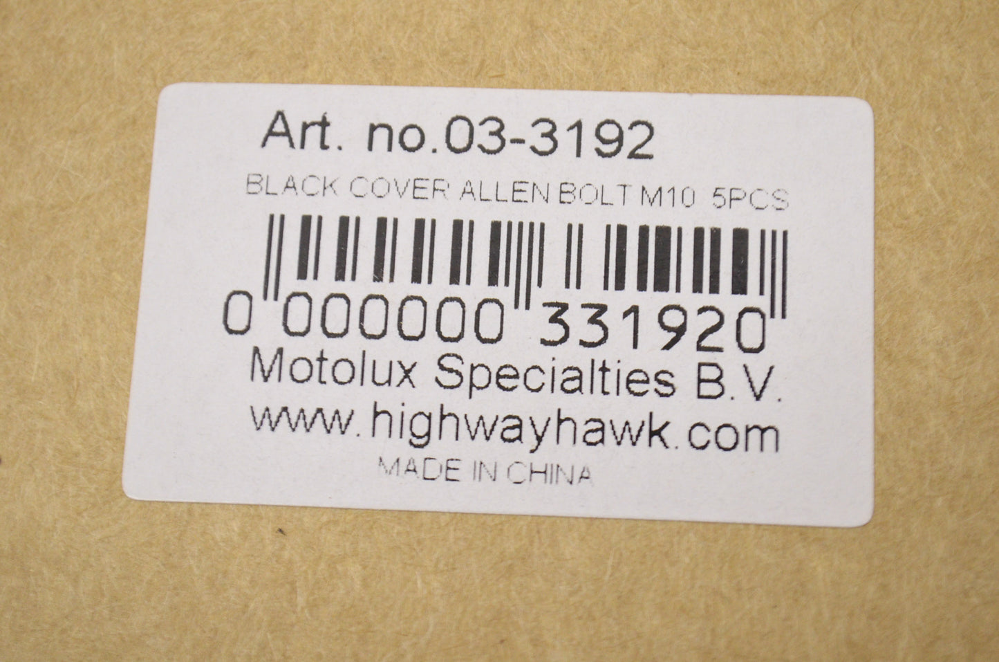 New Highway Hawk Black M10 Allen Head Bolt Covers 5Pk