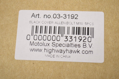 New Highway Hawk Black M10 Allen Head Bolt Covers 5Pk