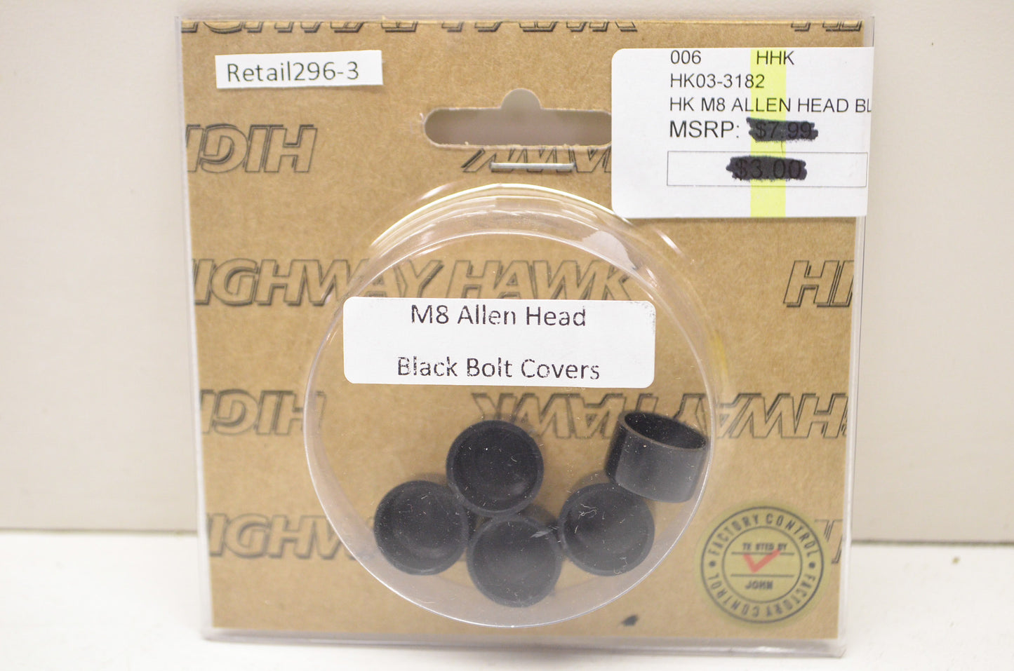 New Highway Hawk Black M8 Allen Head Bolt Covers 5Pk