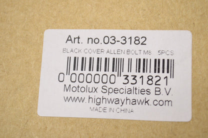 New Highway Hawk Black M8 Allen Head Bolt Covers 5Pk