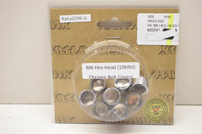 New Highway Hawk Chrome M6 Hex Head Bolt Covers 10Pk 10mm