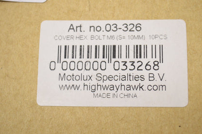 New Highway Hawk Chrome M6 Hex Head Bolt Covers 10Pk 10mm