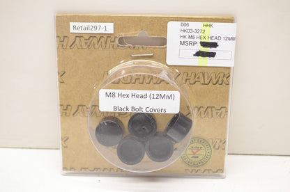 New Highway Hawk Black M8 Hex Head Bolt Covers 5Pk 12mm