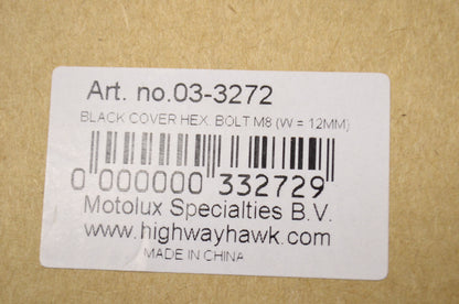 New Highway Hawk Black M8 Hex Head Bolt Covers 5Pk 12mm