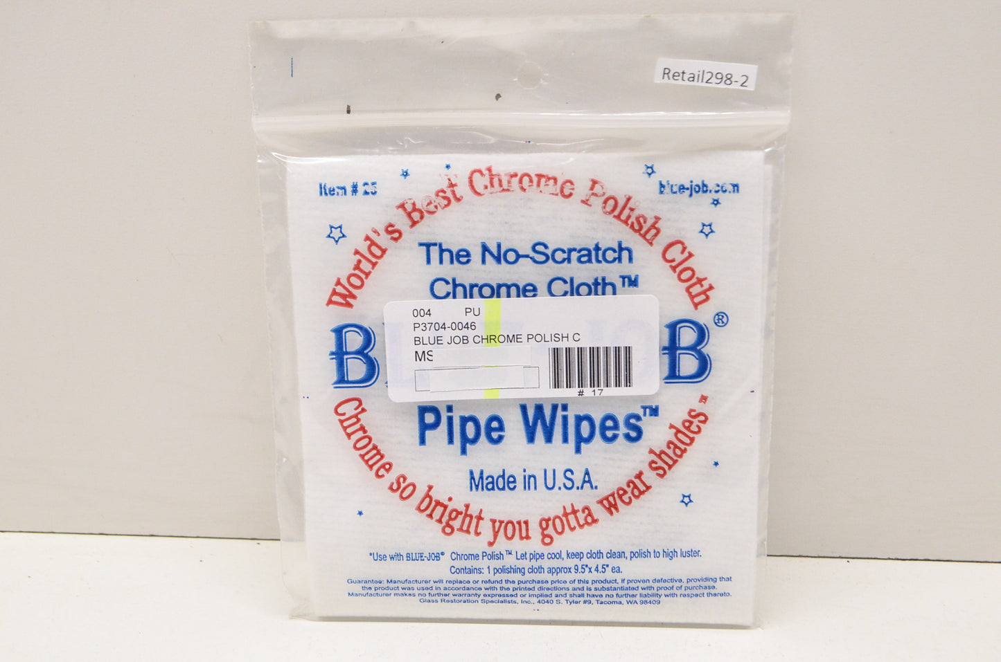 New Blue Job Worlds Best Chrome Polish No Scratch Pipe Wipes Cloth 9.5x4.5in