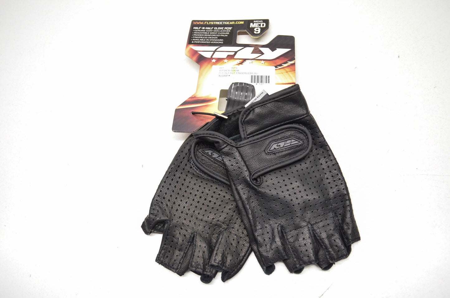 New Fly Racing Half N Half Perforated Fingerless Gloves Men's Med Sz 9