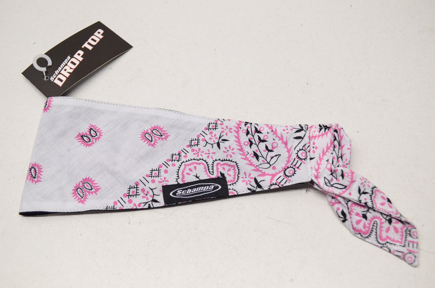 New Schampa Drop Top Headband White Pink Paisley