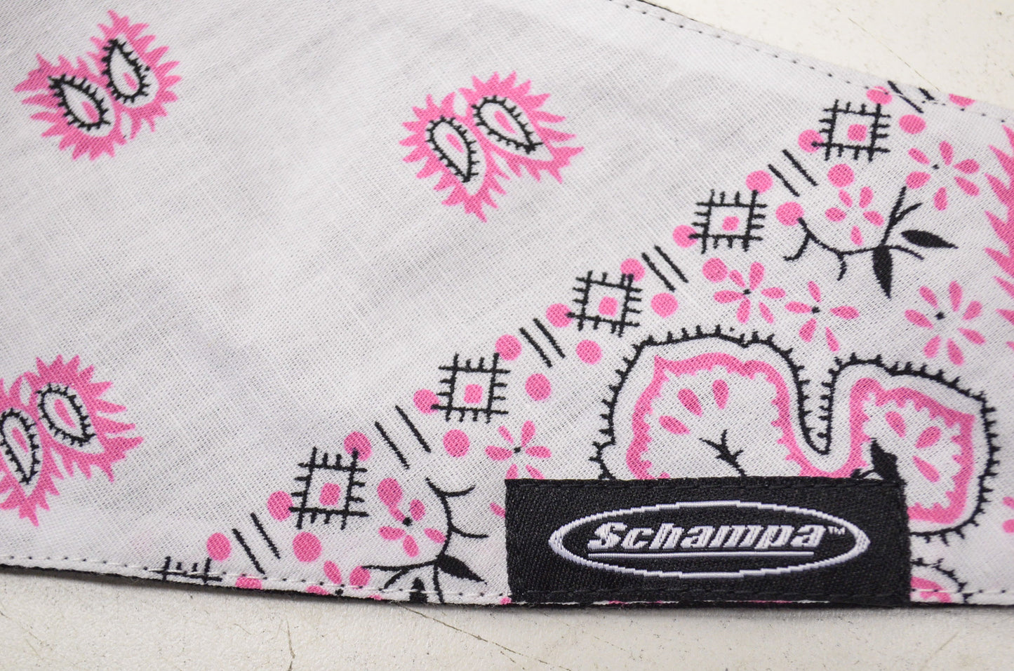 New Schampa Drop Top Headband White Pink Paisley