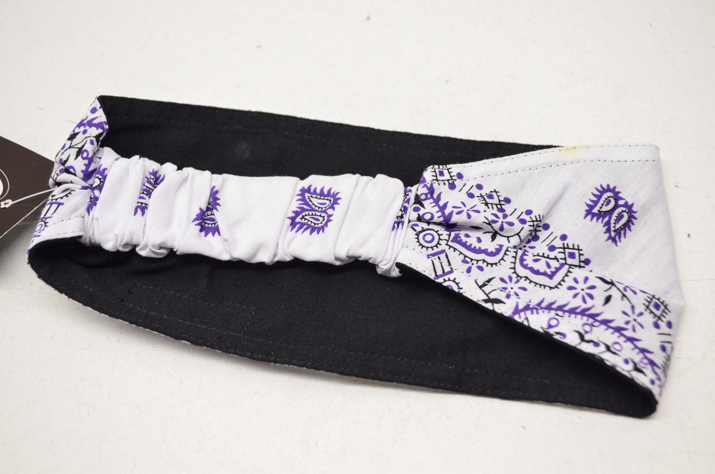 Mini Doo Z Elastic Headband White Purple Paisley NOS