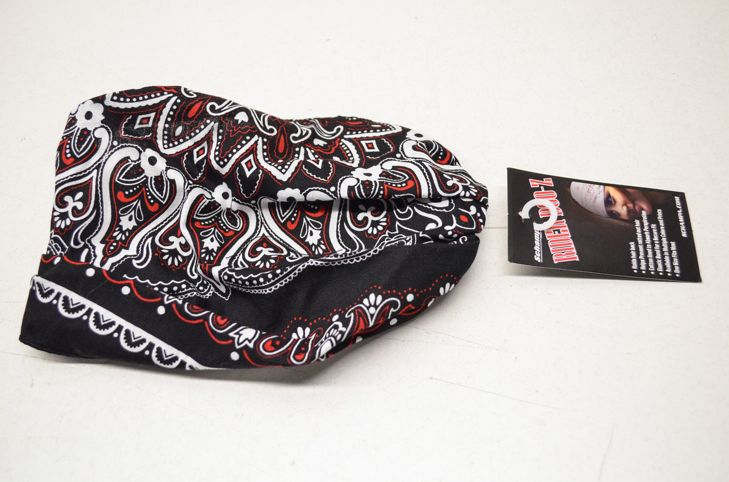 New Schampa Light Rider Doo Z Elastic Headback Black Red Paisley