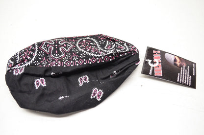 New Schampa Light Rider Doo Z Elastic Headband Black Pink Paisley