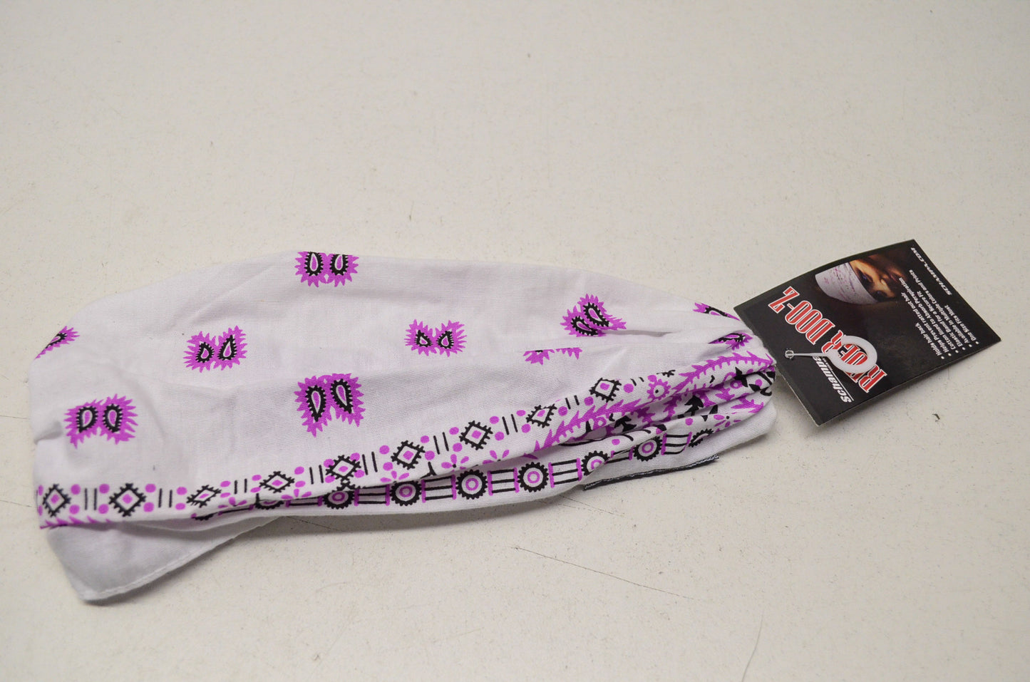 New Schampa Light Rider Doo Z Elastic Headband White Magenta Paisley