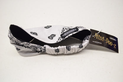 Mini Doo Z Elastic Headband Black White Paisley NOS