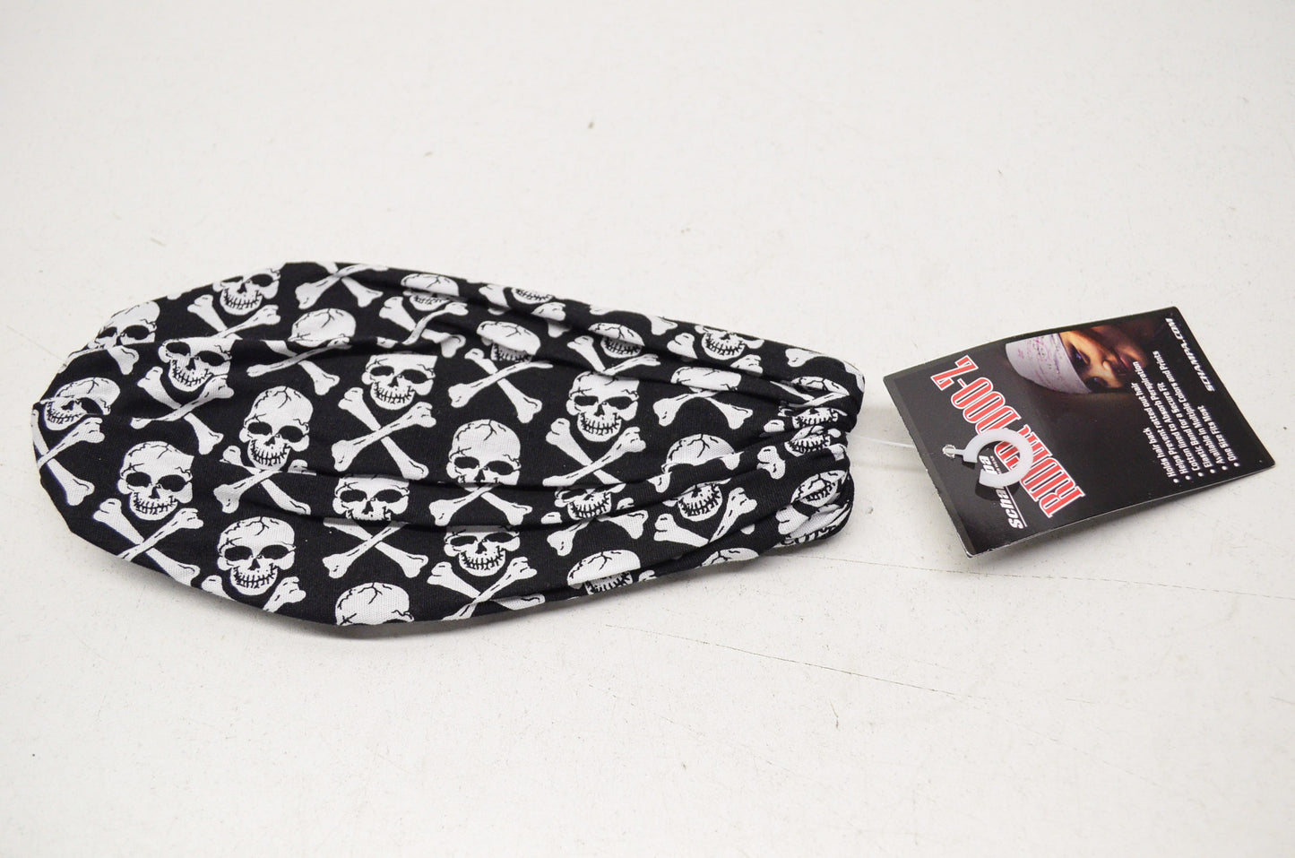 New Schampa Light Rider Doo Z Elastic Headband Skulls & Crossbones