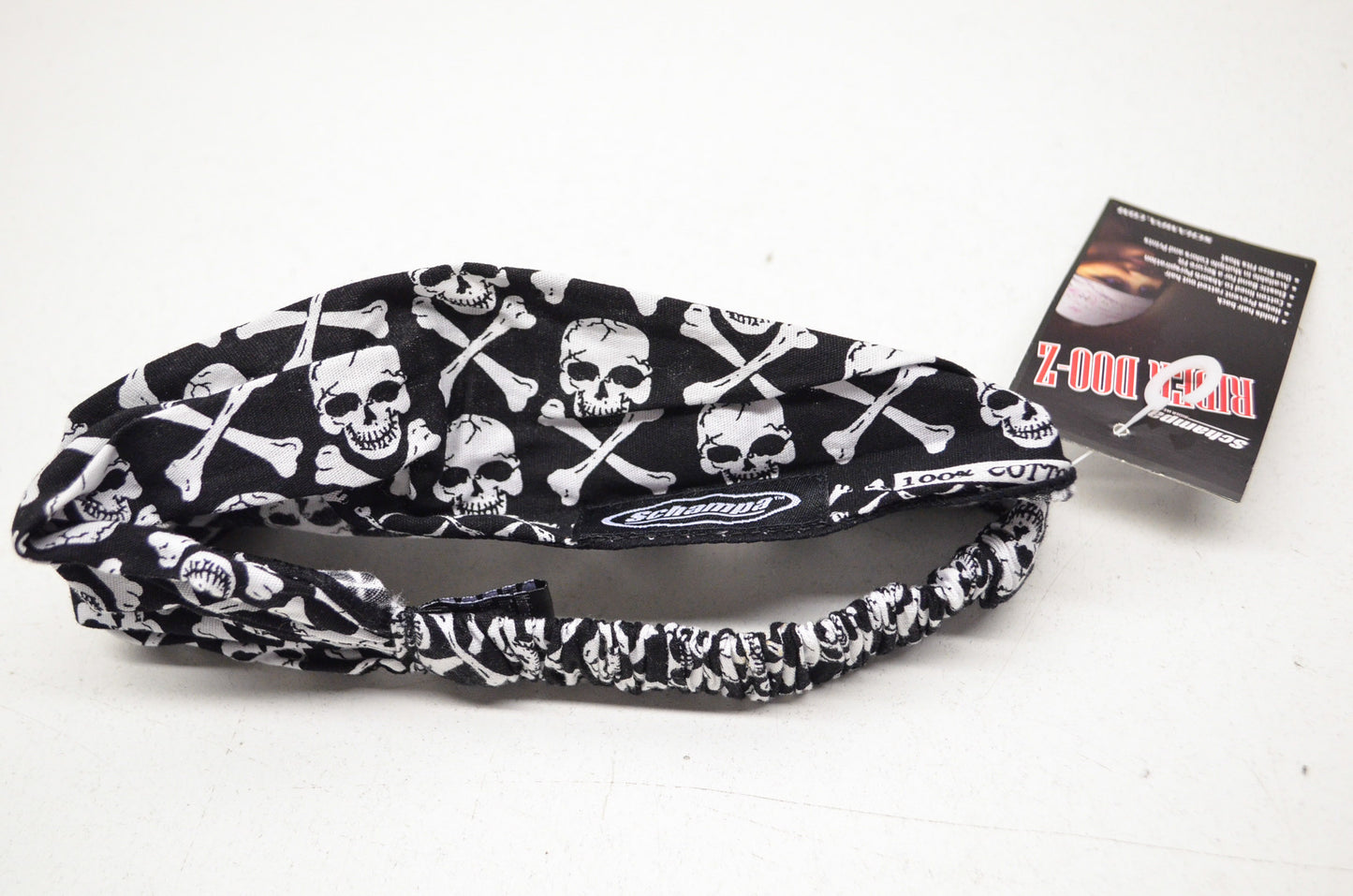 New Schampa Light Rider Doo Z Elastic Headband Skulls & Crossbones