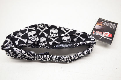 New Schampa Light Rider Doo Z Elastic Headband Skulls & Crossbones