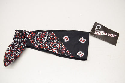 New Schampa Drop Top Headband Black Red Paisley