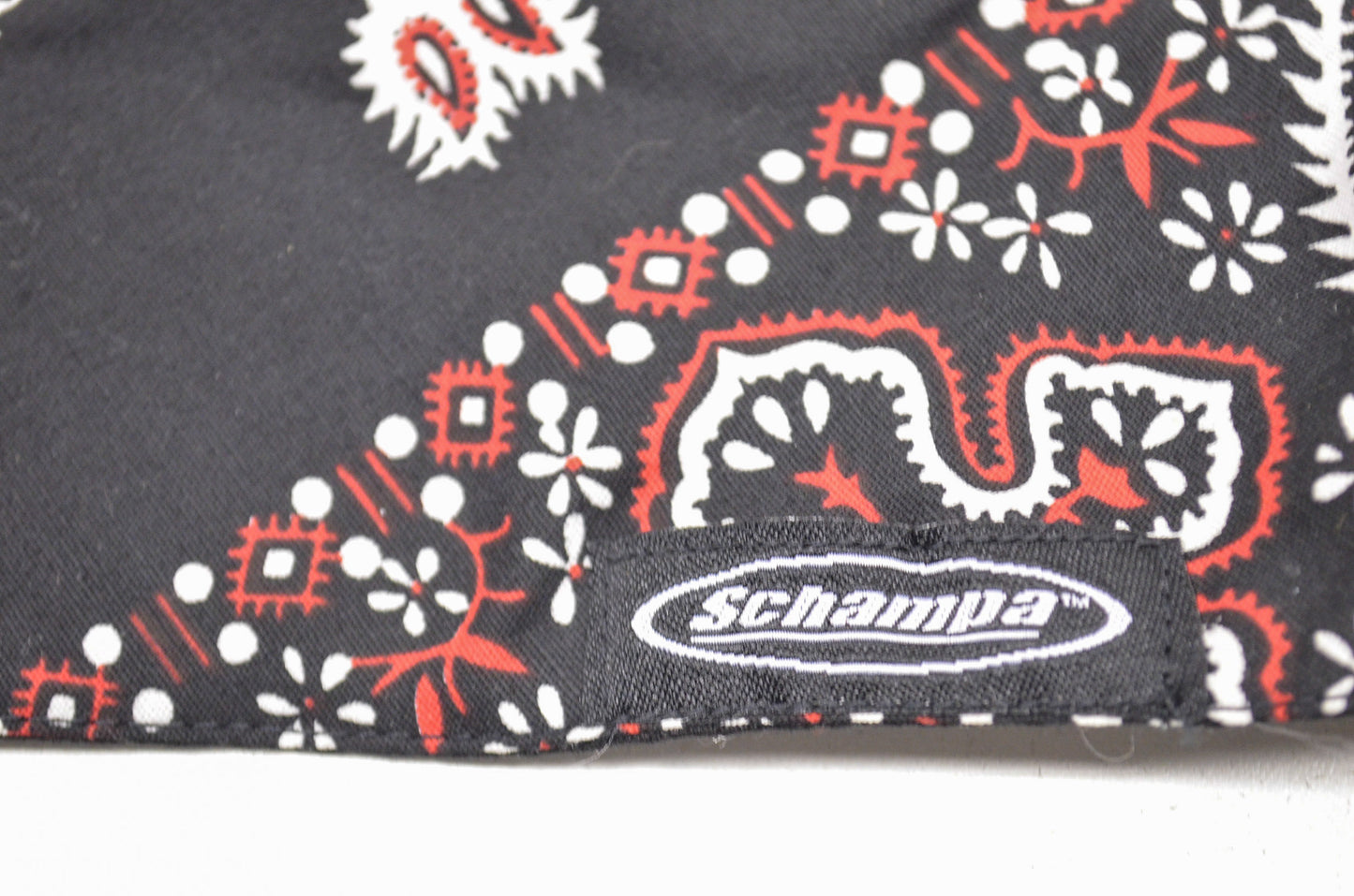 New Schampa Drop Top Headband Black Red Paisley