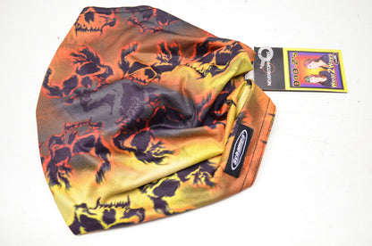 New Schampa Rider Doo Z Elastic Headband Flame Skulls
