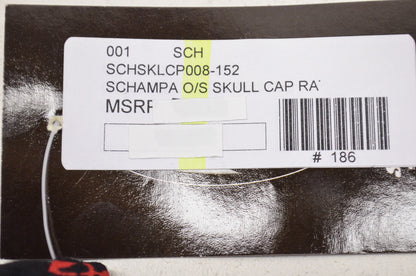New Schampa Old School Rat Tail Skull Cap Stretch Band Red White on Black Paisle