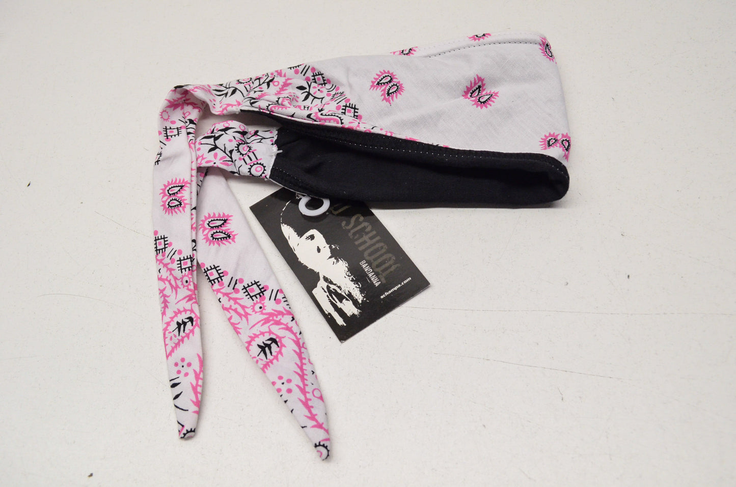 New Schampa Old School Bandana Pink on White Paisley