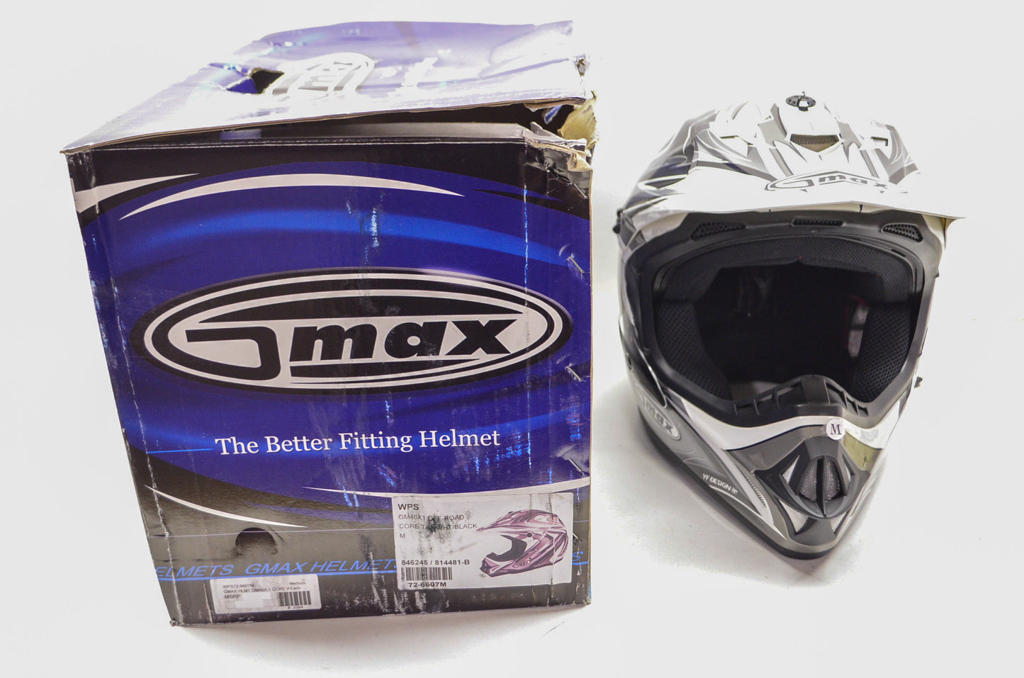 New Gmax White Black Silver Heavy Duty Off Road Core TC-5 Helmet Medium