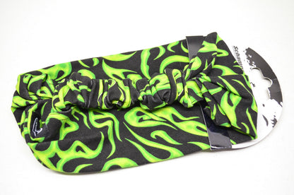 New Schampa Rider Doo Z Headband Black W/ Green Flames