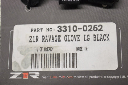 New Z1R Ravage Goat Leather Fingerless Gloves L