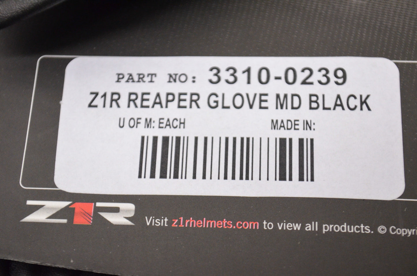 New Z1R Men's Reaper Cowhide Rubber Knuckle Gloves M