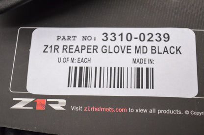 New Z1R Men's Reaper Cowhide Rubber Knuckle Gloves M
