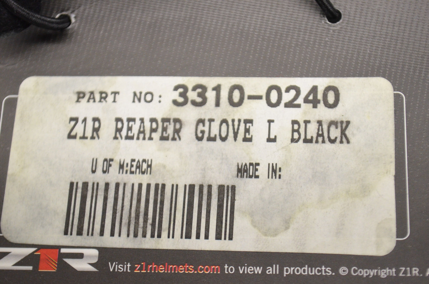 New Z1R Men's Reaper Cowhide Rubber Knuckle Gloves L
