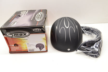 New Gmax Black Flames Naked M.C. Half Helmet Derk2 XSmall
