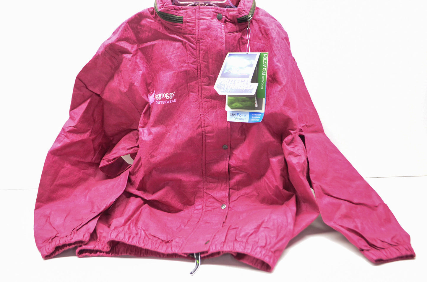 Frog Toggs Women's Pro Action Rain Suit Cherry Coat Black Pants XL NOS